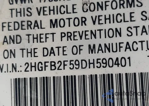 2013 Honda Civic Lx from USA, damaged, VIN 2HGFB2F59DH590401